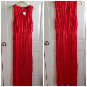 NWT Banana Republic Red Pleated Maxi Dress Size L
